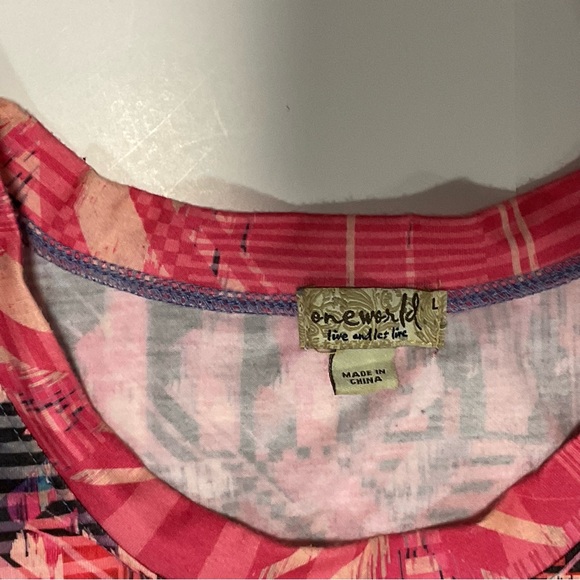 One World Women’s Top Colorful Stained Glass Geometric W/Rhinestones Cro… - Picture 6 of 11